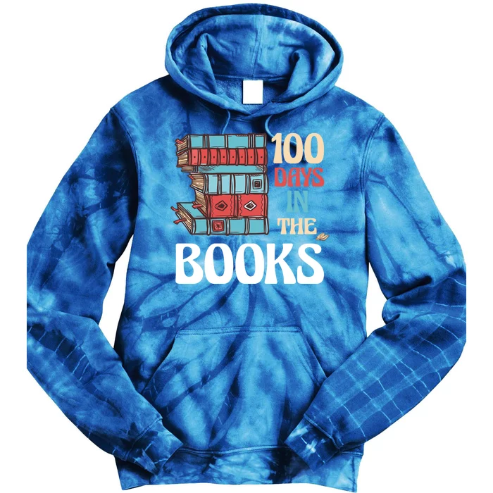 100 Days In The Books Reading 100th Day School Books Love Gift Tie Dye Hoodie