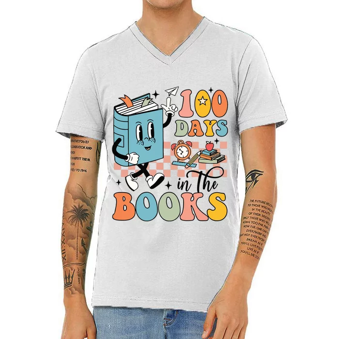 100 Days In The Books Teacher Life V-Neck T-Shirt