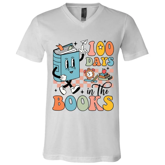 100 Days In The Books Teacher Life V-Neck T-Shirt