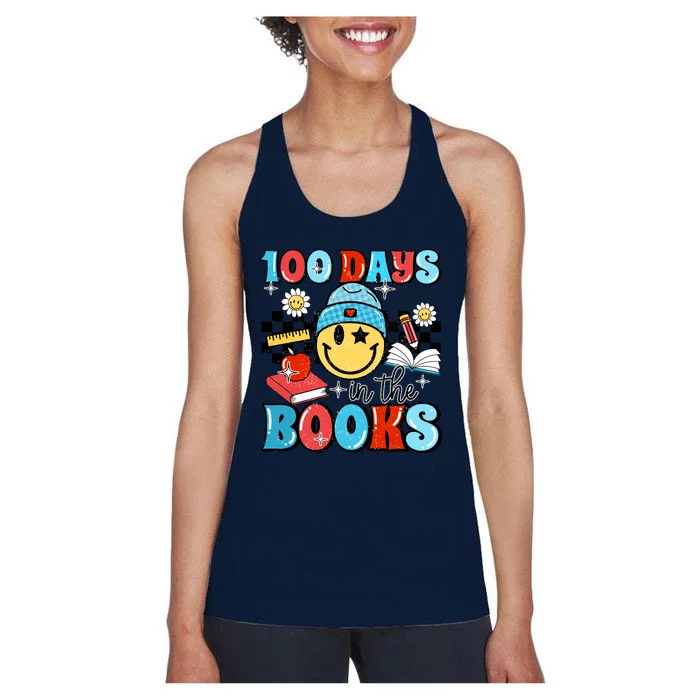 100 Days In Books 100 Days Of School Gift Women's Racerback Tank