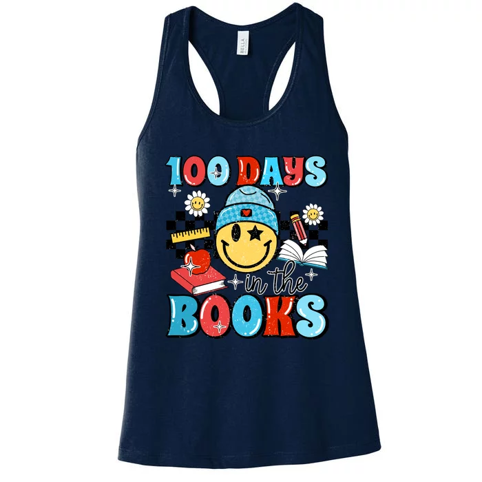 100 Days In Books 100 Days Of School Gift Women's Racerback Tank