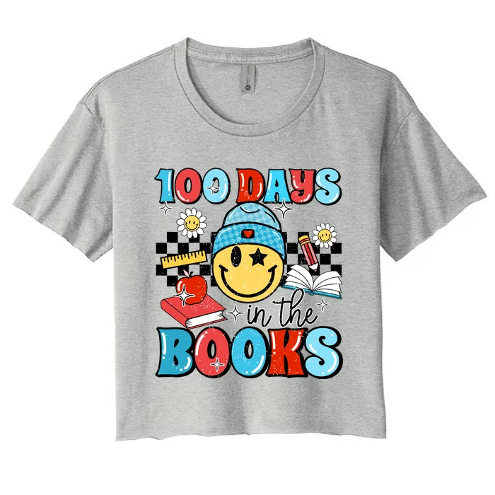 100 Days In Books 100 Days Of School Gift Women's Crop Top Tee