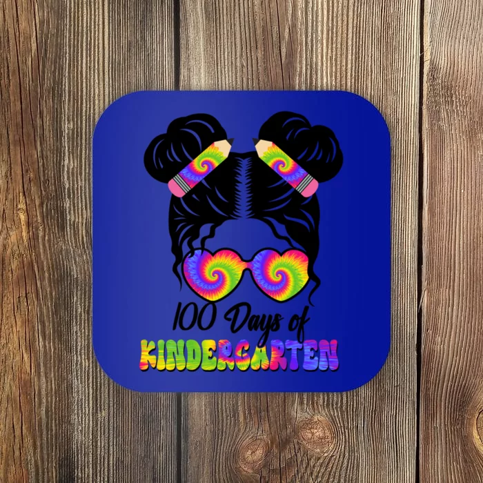 100 Day Kindergarten Messy Bun 100 Day Being Smarter Tie Dye Great Gift Coaster