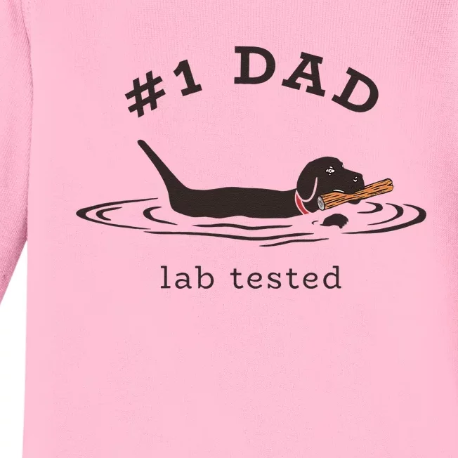 1 Dad Lab Tested Pun Labrador Retriever Dog Owner Baby Long Sleeve Bodysuit