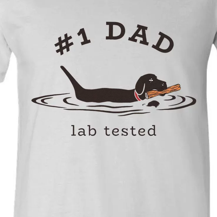 1 Dad Lab Tested Pun Labrador Retriever Dog Owner V-Neck T-Shirt