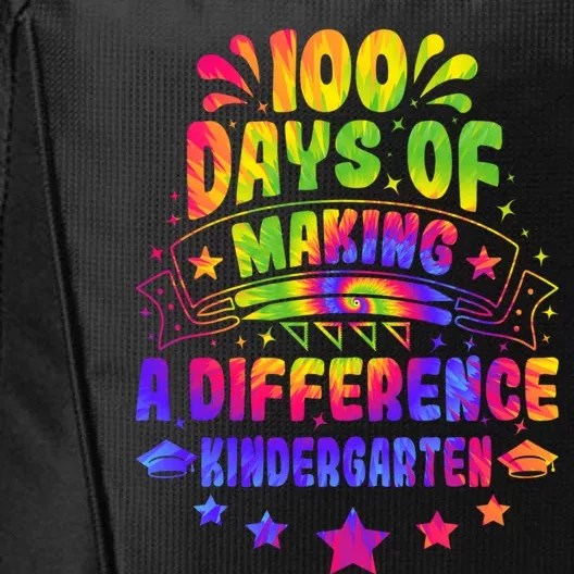 100 Days Making A Difference Kindergarten 100 Days Of School Funny Gift City Backpack