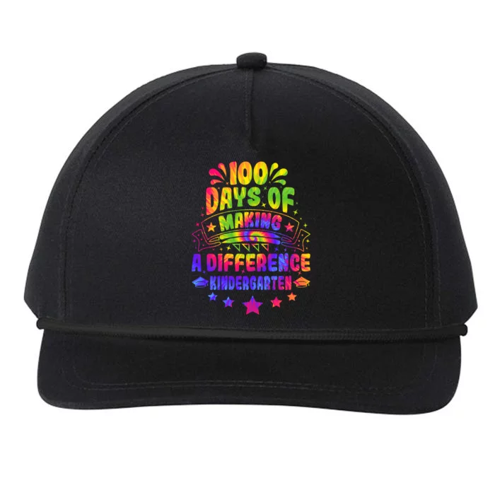 100 Days Making A Difference Kindergarten 100 Days Of School Funny Gift Snapback Five-Panel Rope Hat