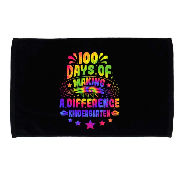 100 Days Making A Difference Kindergarten 100 Days Of School Funny Gift Microfiber Hand Towel