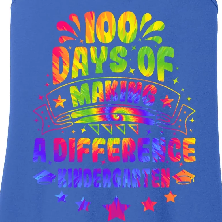 100 Days Making A Difference Kindergarten 100 Days Of School Funny Gift Ladies Essential Tank