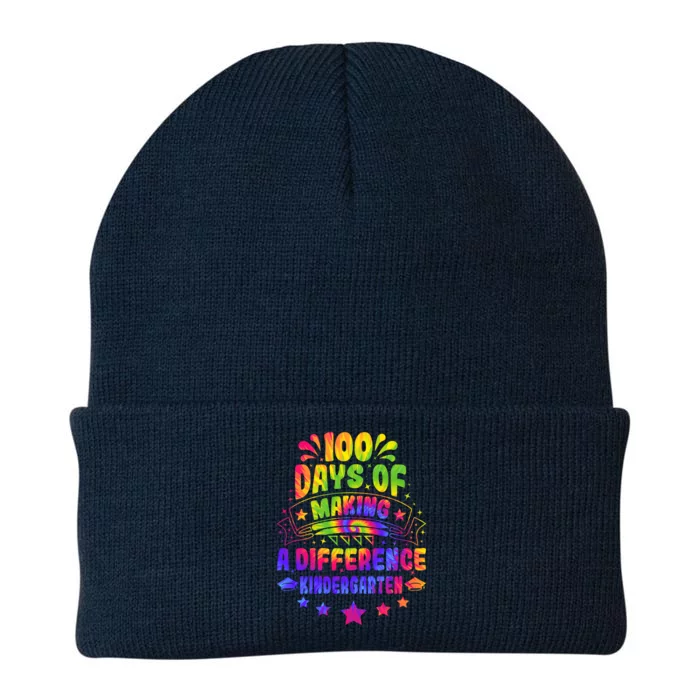 100 Days Making A Difference Kindergarten 100 Days Of School Funny Gift Knit Cap Winter Beanie