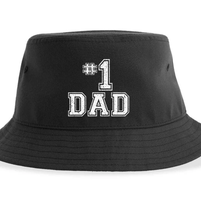 1 Dad Number One Father's Day Vintage Style Sustainable Bucket Hat