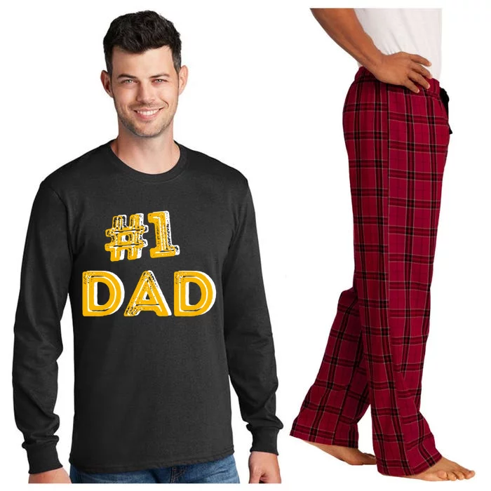 #1 Dad Number One Fathers Day Gift Family Best Dad Ever Gift Long Sleeve Pajama Set