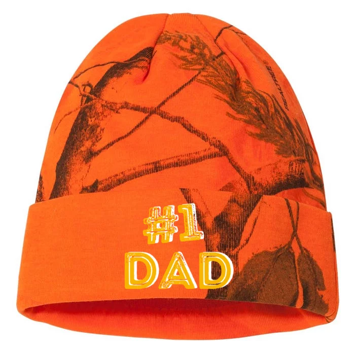 #1 Dad Number One Fathers Day Gift Family Best Dad Ever Gift Kati - 12in Camo Beanie