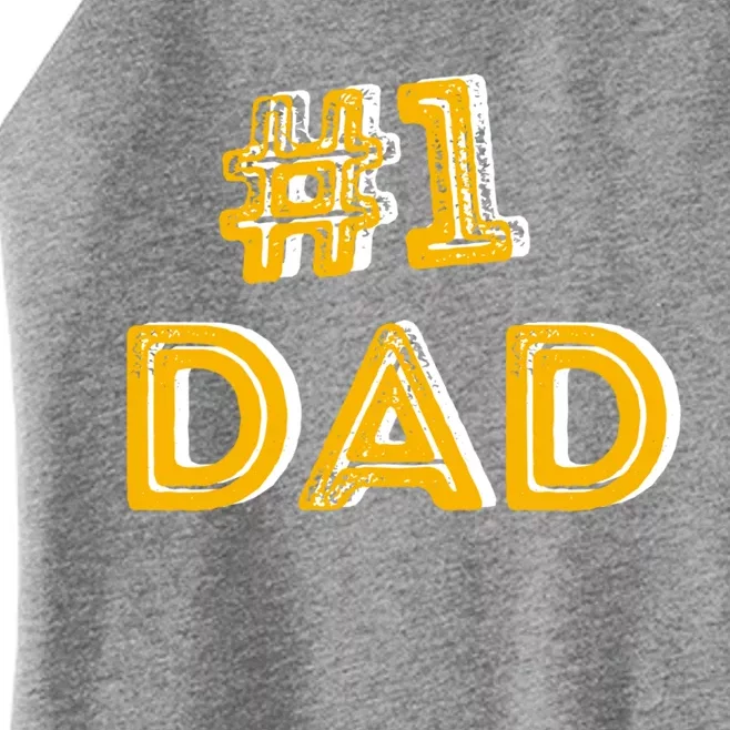 #1 Dad Number One Fathers Day Gift Family Best Dad Ever Gift Women’s Perfect Tri Rocker Tank