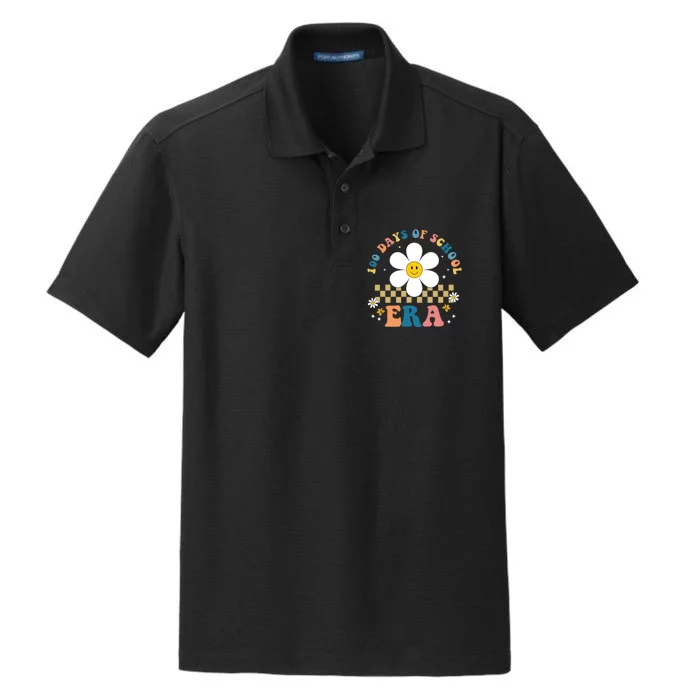 100 Days Of School Era Sunflower Cute Dry Zone Grid Performance Polo