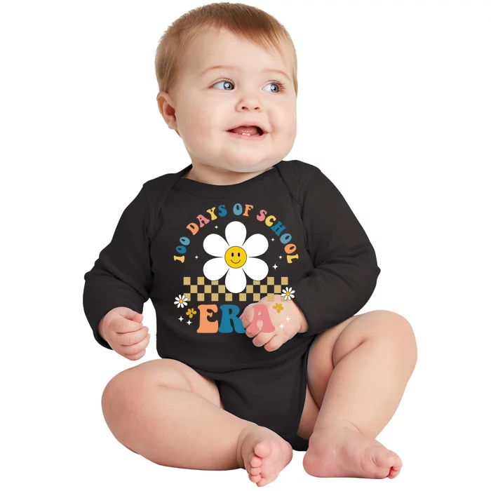 100 Days Of School Era Sunflower Cute Baby Long Sleeve Bodysuit