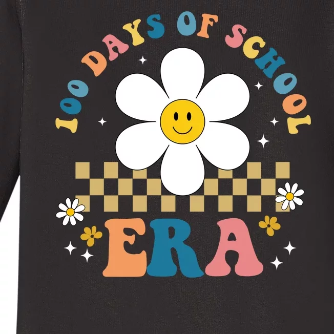 100 Days Of School Era Sunflower Cute Baby Long Sleeve Bodysuit