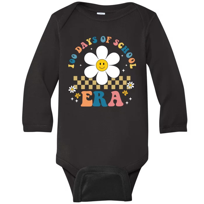 100 Days Of School Era Sunflower Cute Baby Long Sleeve Bodysuit