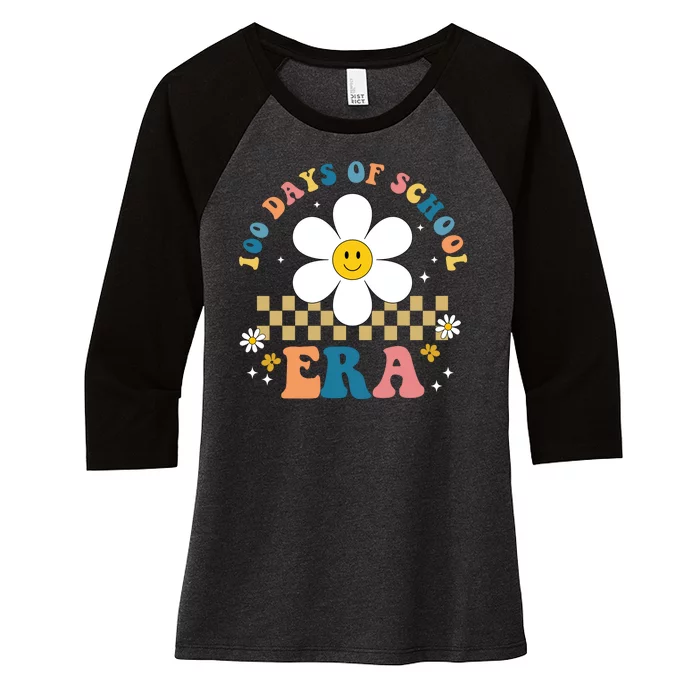 100 Days Of School Era Sunflower Cute Women's Tri-Blend 3/4-Sleeve Raglan Shirt