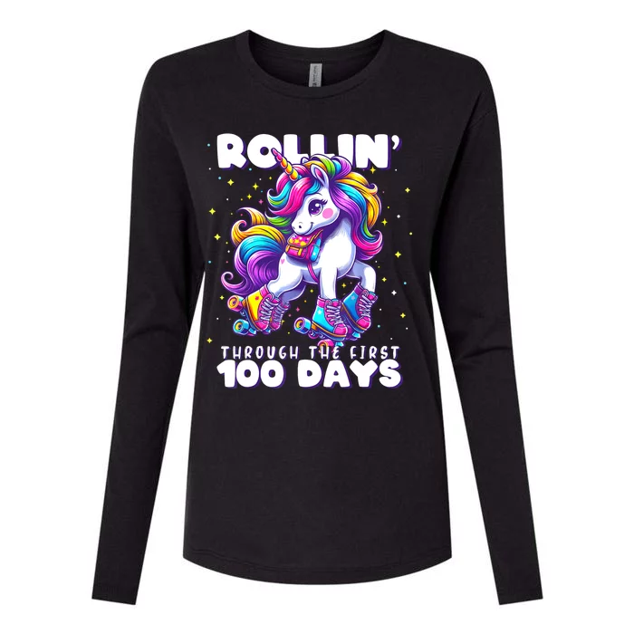 100 Days Of School Teacher 100th Day Unicorn Outfit Womens Cotton Relaxed Long Sleeve T-Shirt