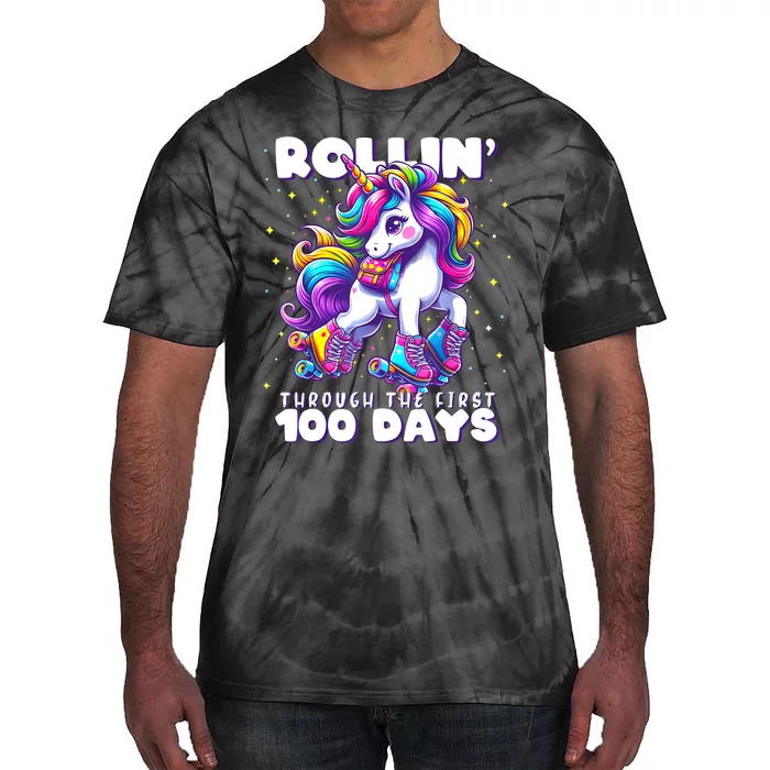 100 Days Of School Teacher 100th Day Unicorn Outfit Tie-Dye T-Shirt