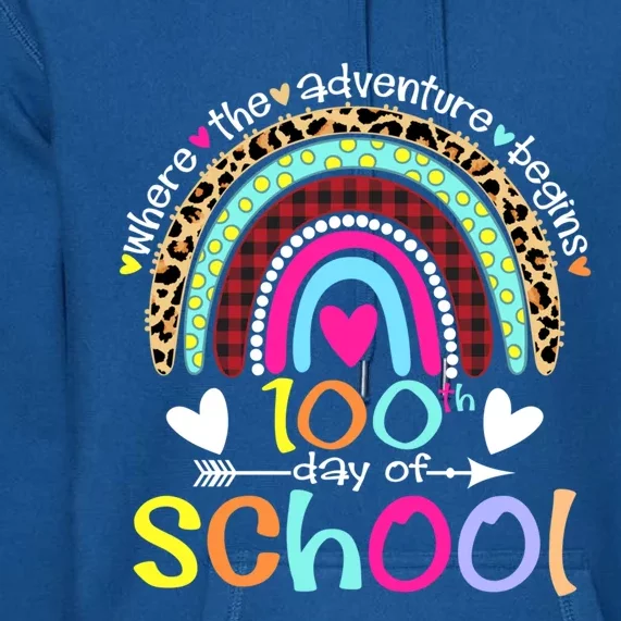 100th Day Of School Teacher Student 100 Days Smarter Rainbow Meaningful Gift Premium Hoodie