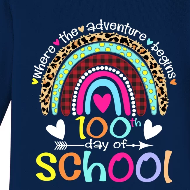 100th Day Of School Teacher Student 100 Days Smarter Rainbow Meaningful Gift Baby Long Sleeve Bodysuit