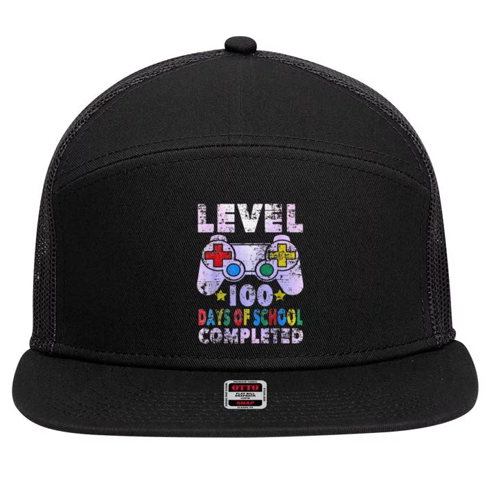 100 Days of School Completed Gamer Gifts  Level Up Gaming 7 Panel Mesh Trucker Snapback Hat