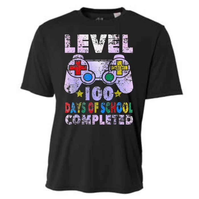 100 Days of School Completed Gamer Gifts  Level Up Gaming Cooling Performance Crew T-Shirt