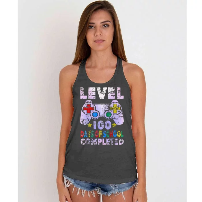 100 Days of School Completed Gamer Gifts  Level Up Gaming Women's Knotted Racerback Tank