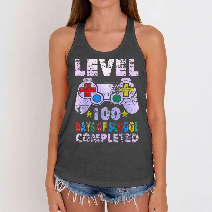 100 Days of School Completed Gamer Gifts  Level Up Gaming Women's Knotted Racerback Tank