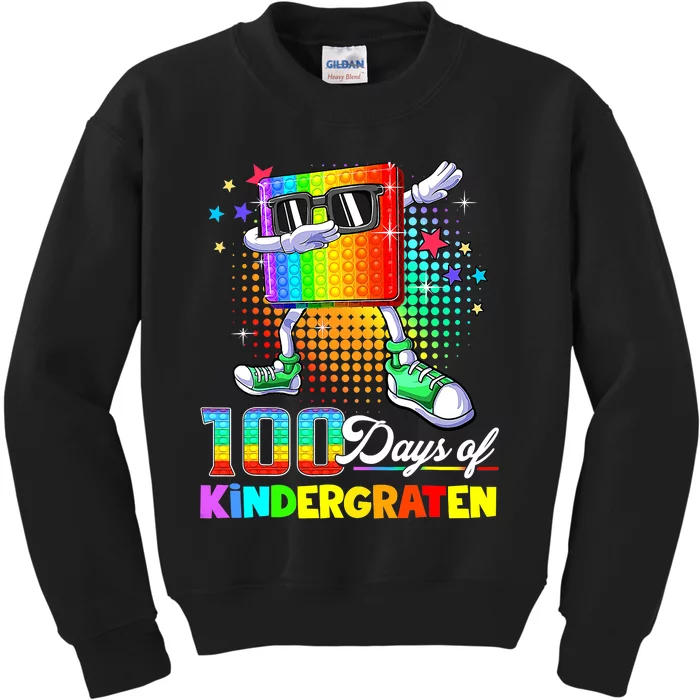 100 Days Of Kindergarten School Teacher 100th Day Pop Kids Sweatshirt