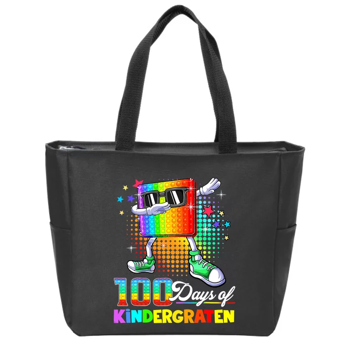 100 Days Of Kindergarten School Teacher 100th Day Pop Zip Tote Bag