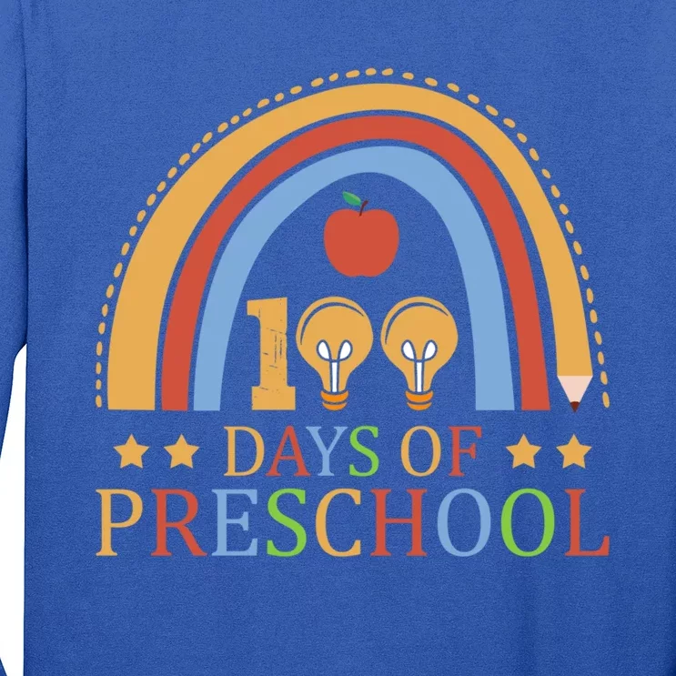 100 Days Of Preschool Nursery School Pencil Student Cute Gift Long Sleeve Shirt