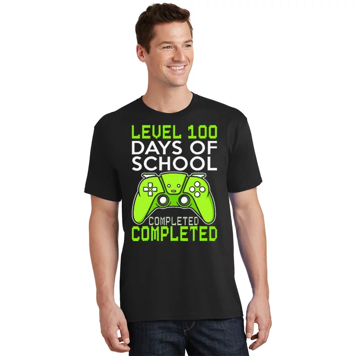 100 Days Of School Level 100 Completed For Gamer T-Shirt