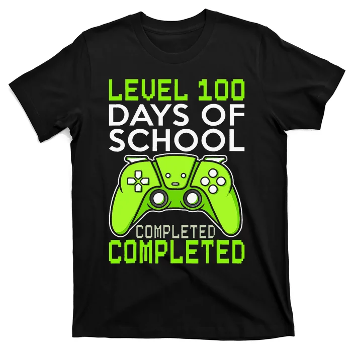 100 Days Of School Level 100 Completed For Gamer T-Shirt