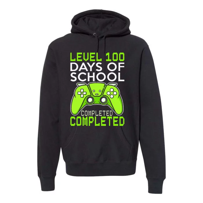 100 Days Of School Level 100 Completed For Gamer Premium Hoodie