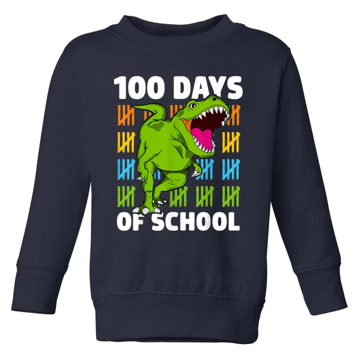 100th Day Of School Boys Kids Dino 100 Days Dinosaur TRex Toddler Sweatshirt