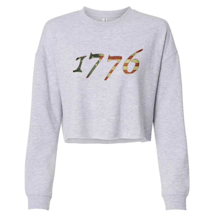 1776 Declaration Of Independence Us Flag Gift Cropped Pullover Crew