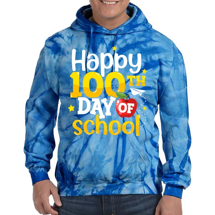 100 Days Of School Teachers Happy 100th Day Of School Gift Tie Dye Hoodie