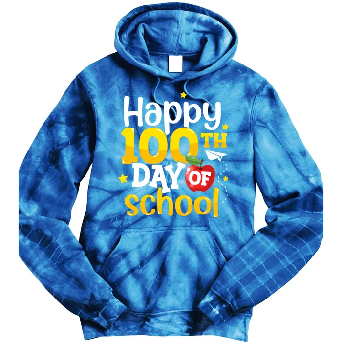 100 Days Of School Teachers Happy 100th Day Of School Gift Tie Dye Hoodie