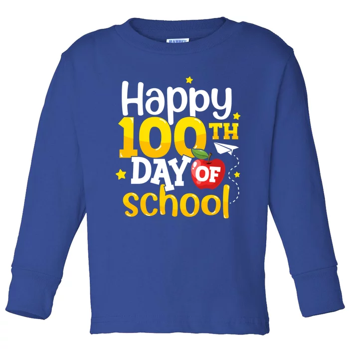 100 Days Of School Teachers Happy 100th Day Of School Gift Toddler Long Sleeve Shirt