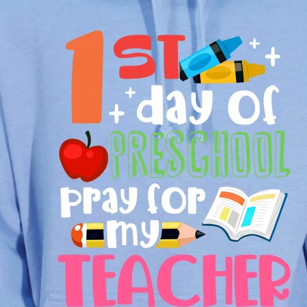 1St Day Of Preschool Pray For My Teacher Preschool Gift Unisex Surf Hoodie