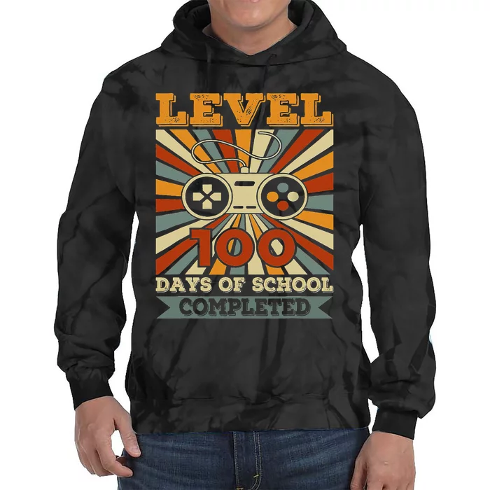 100 Days Of School Level Completed Gamer Retro Tie Dye Hoodie