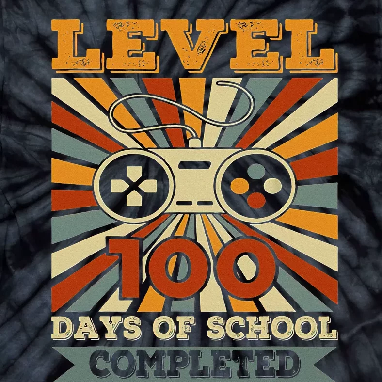 100 Days Of School Level Completed Gamer Retro Tie-Dye T-Shirt