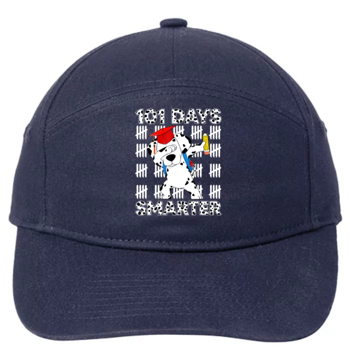 101 Days Of School Dalmatian Dog 100 Days Smarter Teacher 7-Panel Snapback Hat