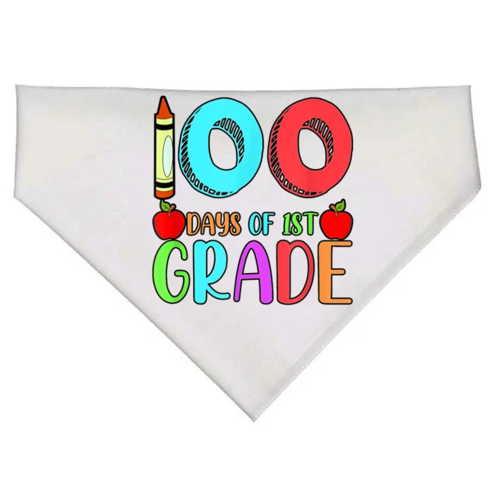 100 Days Of 1st Grade Happy 100th Day Of School USA-Made Doggie Bandana