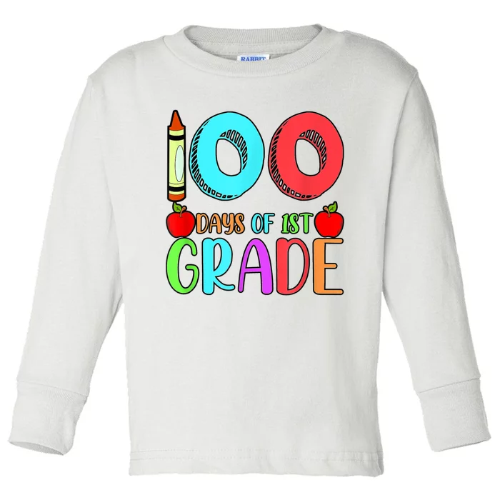 100 Days Of 1st Grade Happy 100th Day Of School Toddler Long Sleeve Shirt