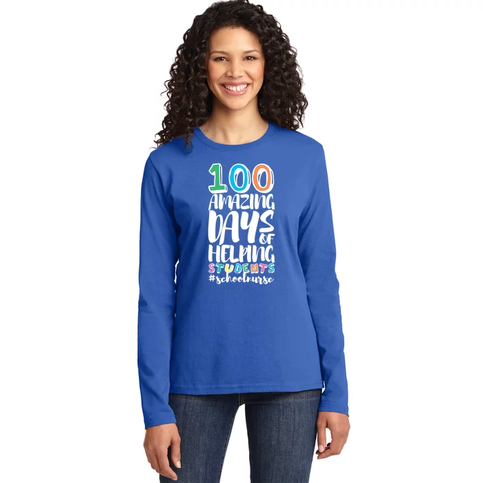 100 Days Of School Helping Students School Nurse Funny Gift Ladies Long Sleeve Shirt