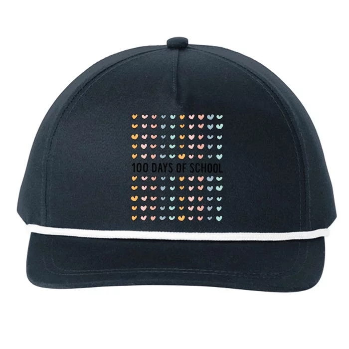 100 Days Of Hearts Celebrate 100th Day Of School Snapback Five-Panel Rope Hat